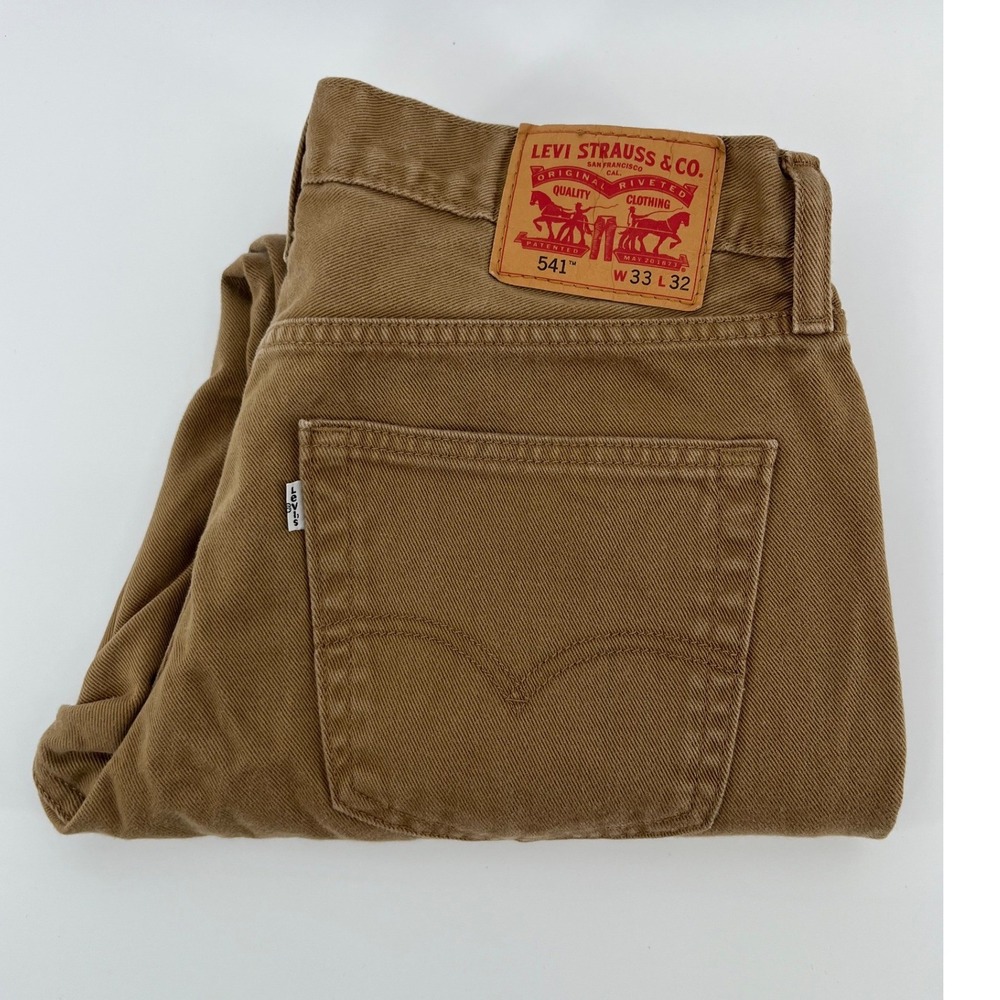 Levi's 541 Athletic Taper Mens 33x32 Brown Twill Denim Jeans 18181-0161